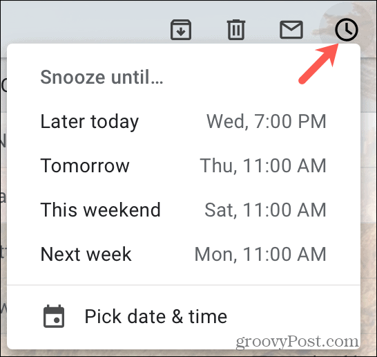 Snooze an email in Gmail