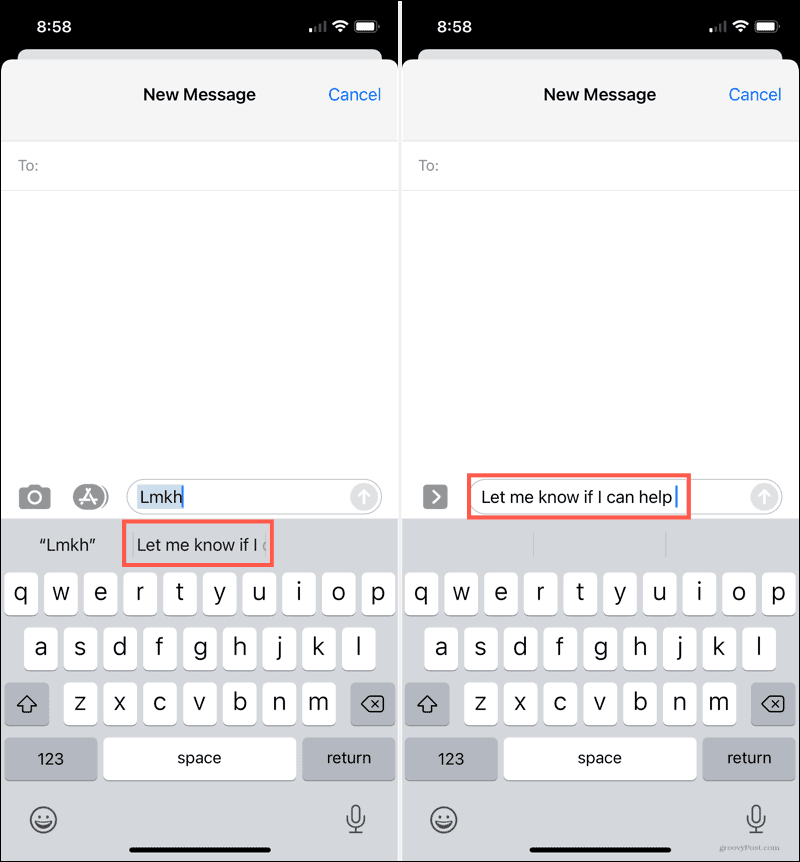 Use a Text Replacement on iPhone
