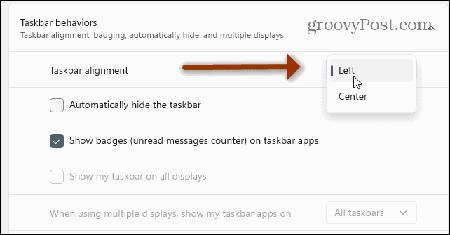 move taskbar to Left Windows 11