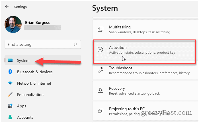 System Activation Windows 11 Settings