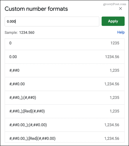Custom number formats