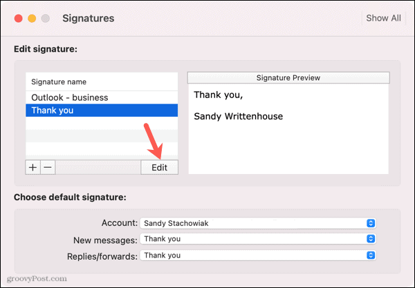 Edit a Signature