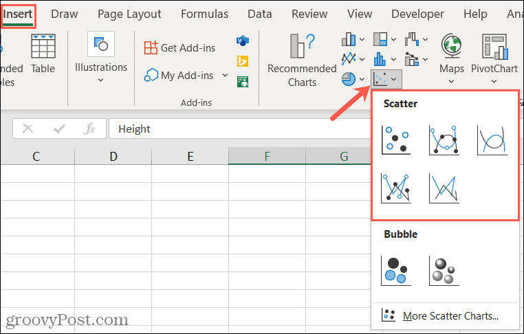 Insert a Scatter Chart in Excel