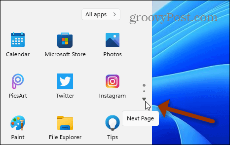 Next page Start Windows 11