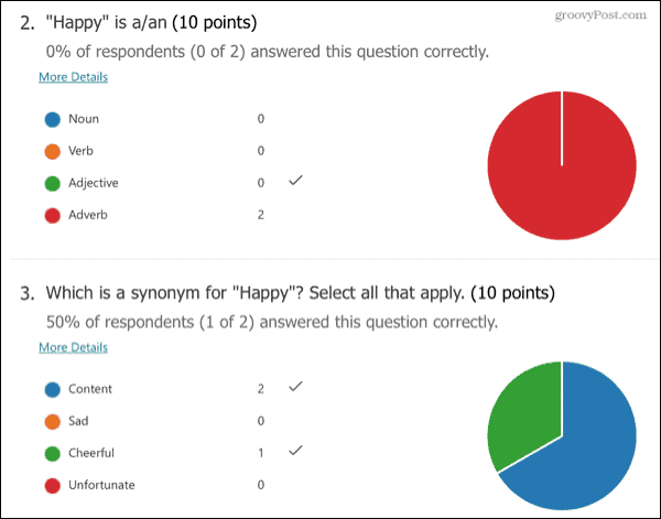 Microsoft Forms Quiz Responses