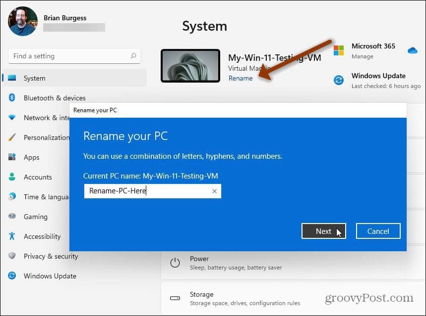 Save several steps - rename Windows 11 directly