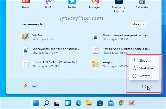 No Hibernate option on Start menu in Windows 11