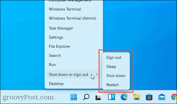 No Hibernate option on the Windows + X menu in Windows 11