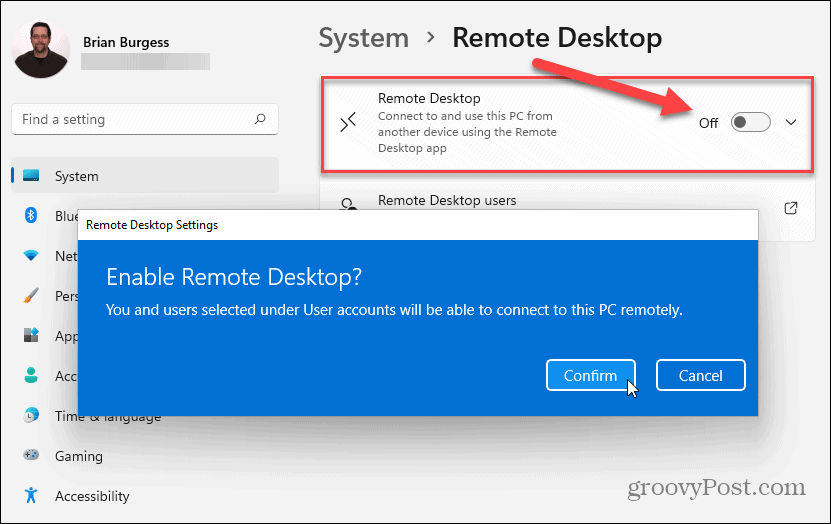 enable RDP Windows 11