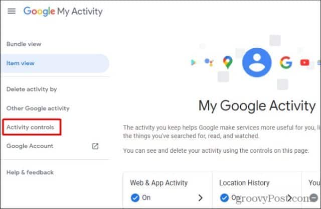 google activity controls