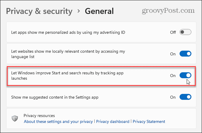 privacy and security windows 11