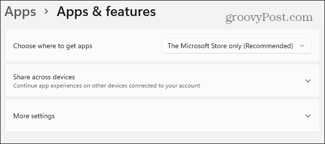 Apps and features windows 11 settings