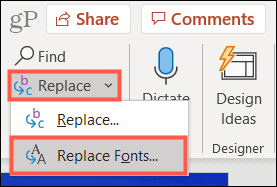 Home, Replace, Replace Fonts in PowerPoint