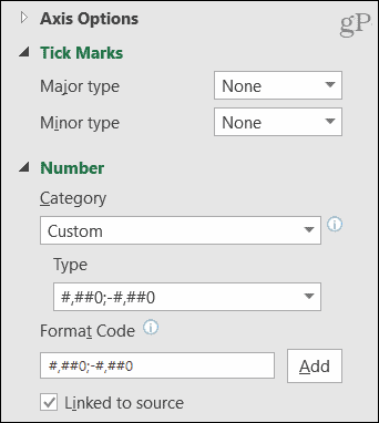 Tick Marks and Number formats