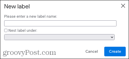 Name the label and click Create