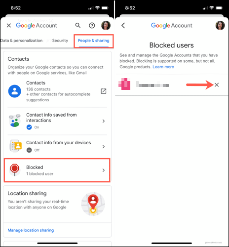 Unblock a user in Google Drive on mobile