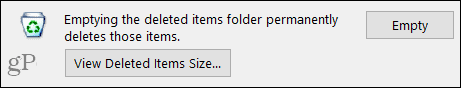 View or empty Deleted Items