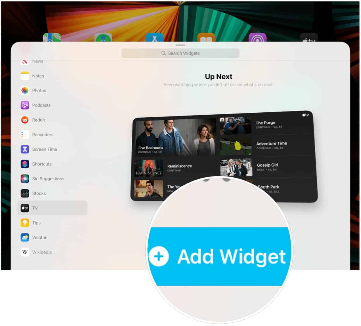 iPad add widget