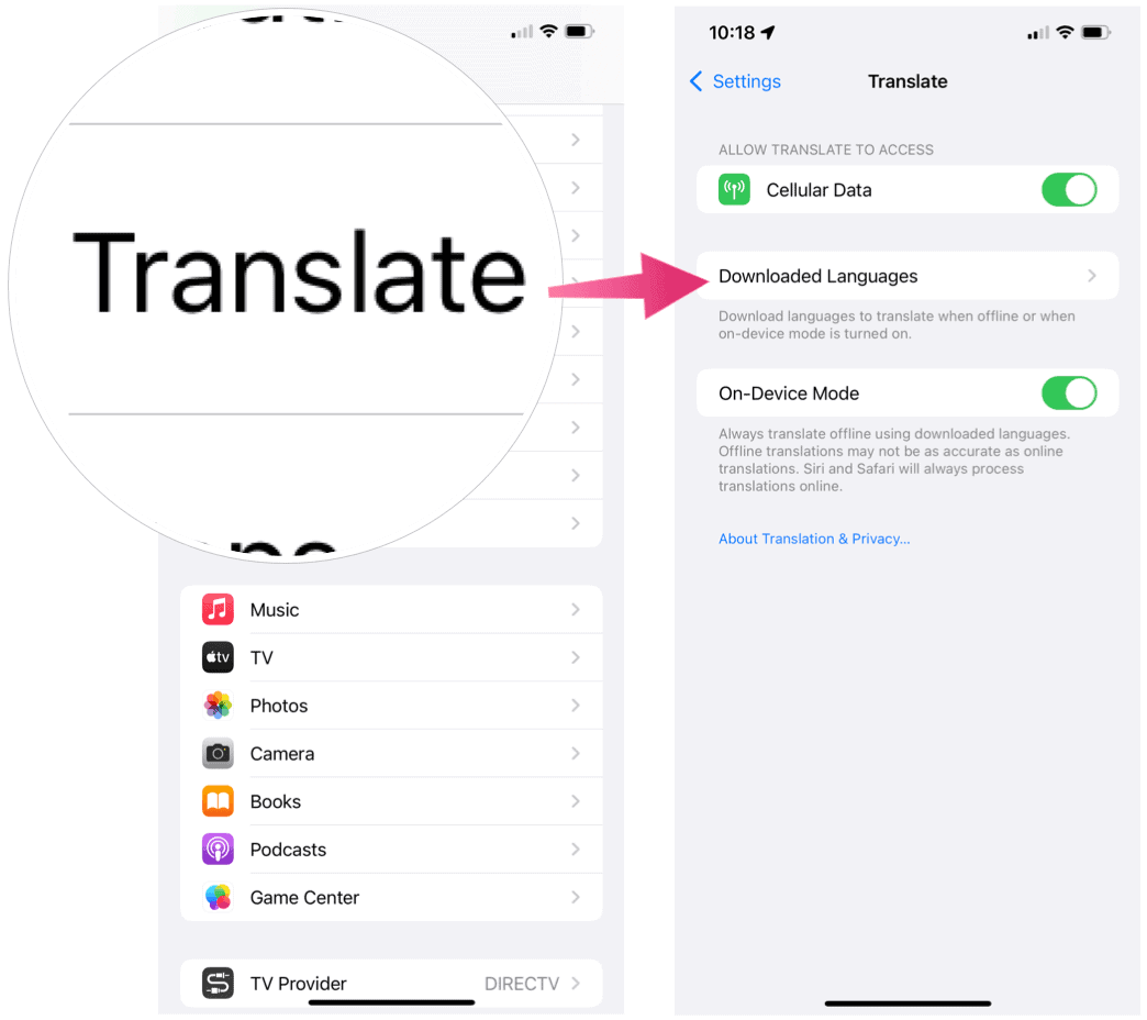 iPhone downloaded languages