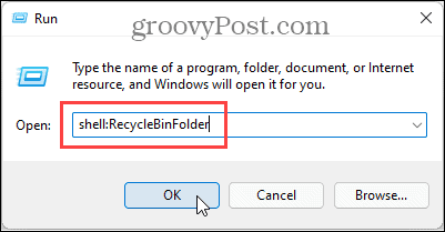 Open Recycle Bin folder in Windows 11