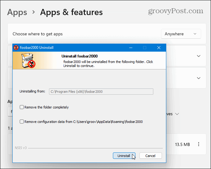 Désinstaller les applications Win32 Windows 11