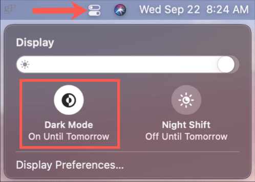Enable Dark Mode in Control Center