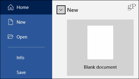 New blank document in Word