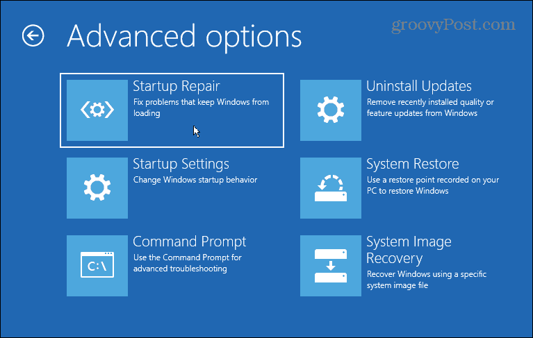 advanced Options Windows 11