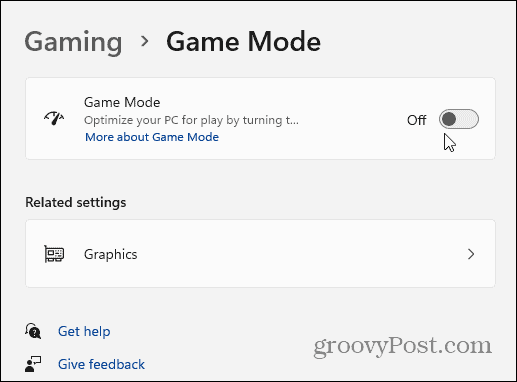 Gaming Mode off windows 11