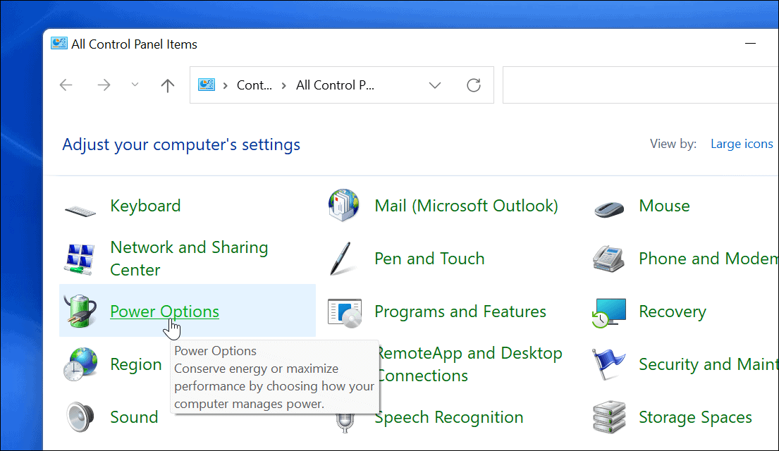     Opsi daya Windows 11