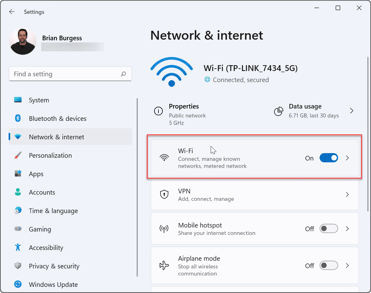 network and internet windows 11