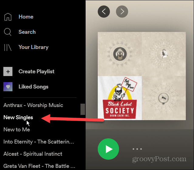 select playlist Spotify desktop