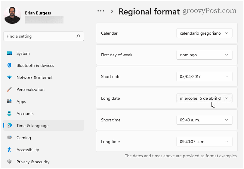 Manual regional format windows 11