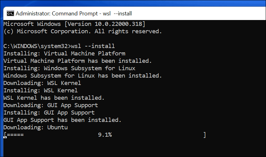 WSL and Ubuntu installing
