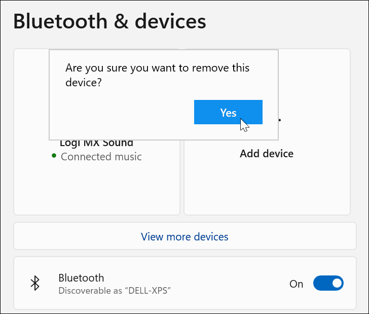 Verify Bluetooth Device removal