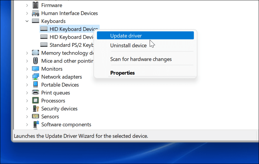 Device Manager Keyboard