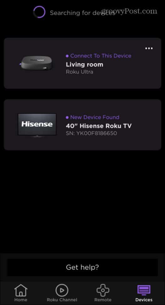 Device connect now Roku app