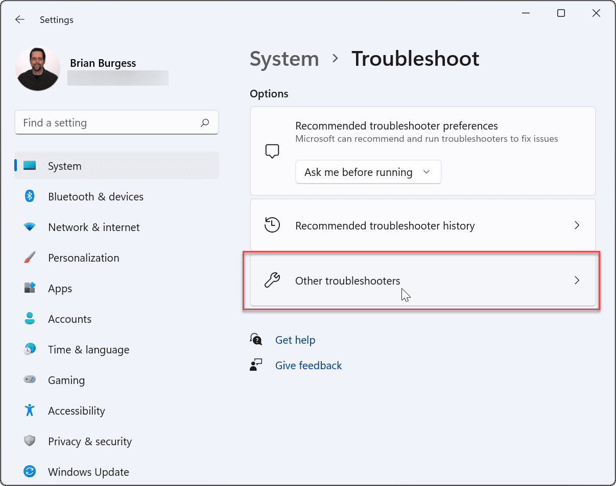 Other Troubleshooters windows 11