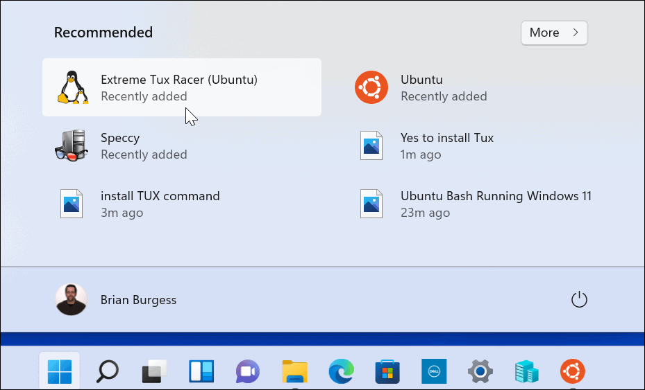 Extreme Tux Racer diinstal Mulai Windows 11