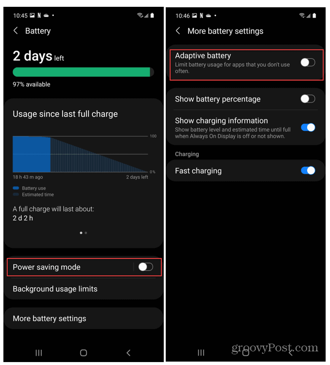 Battery Settings Android