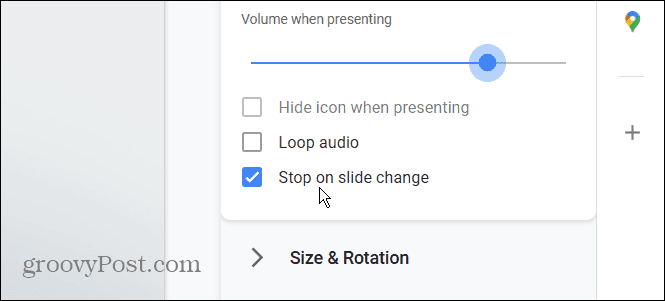 Audio options google slides