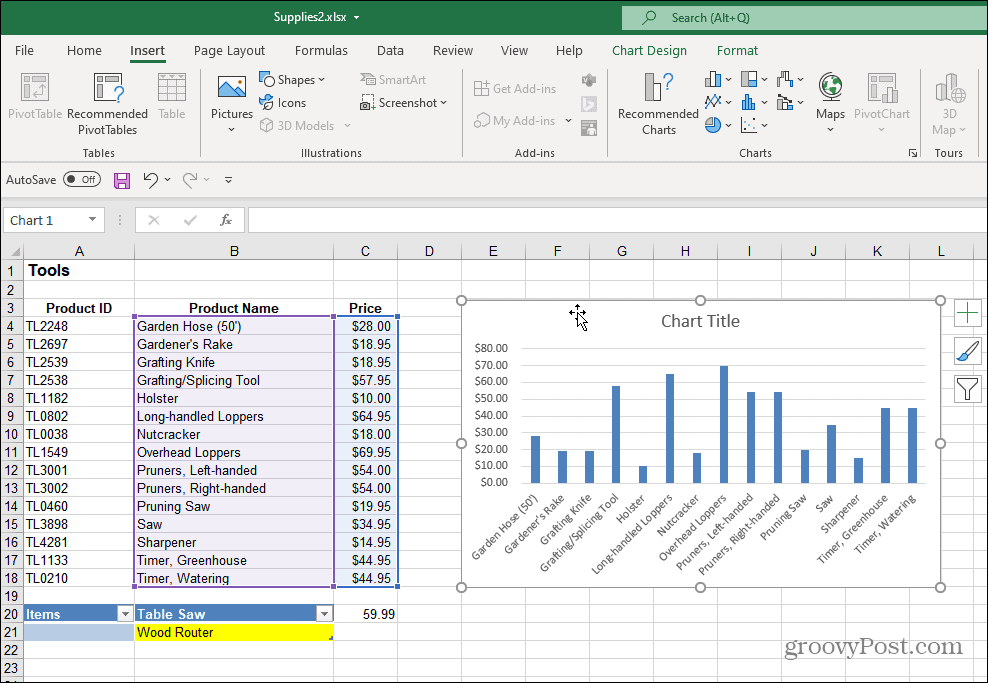 Гистограмма, созданная в Excel
