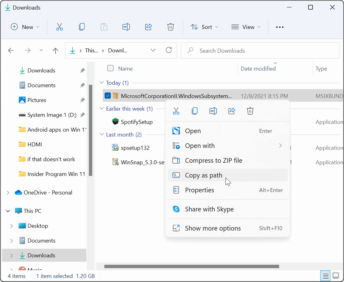 Copy as Path File Explorer Windows 11