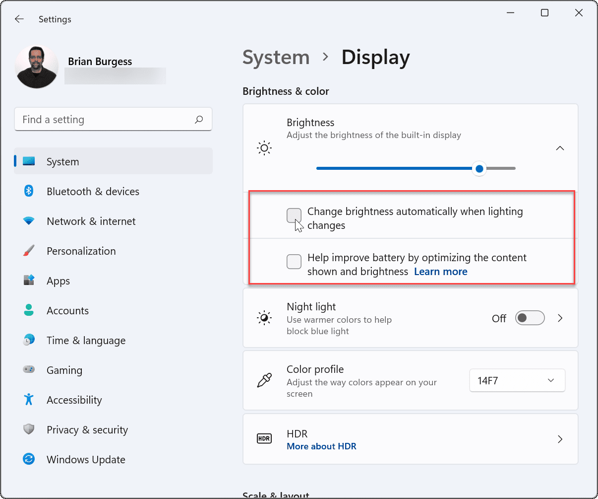 Turn Off or Manage Auto Brightness on Windows 11