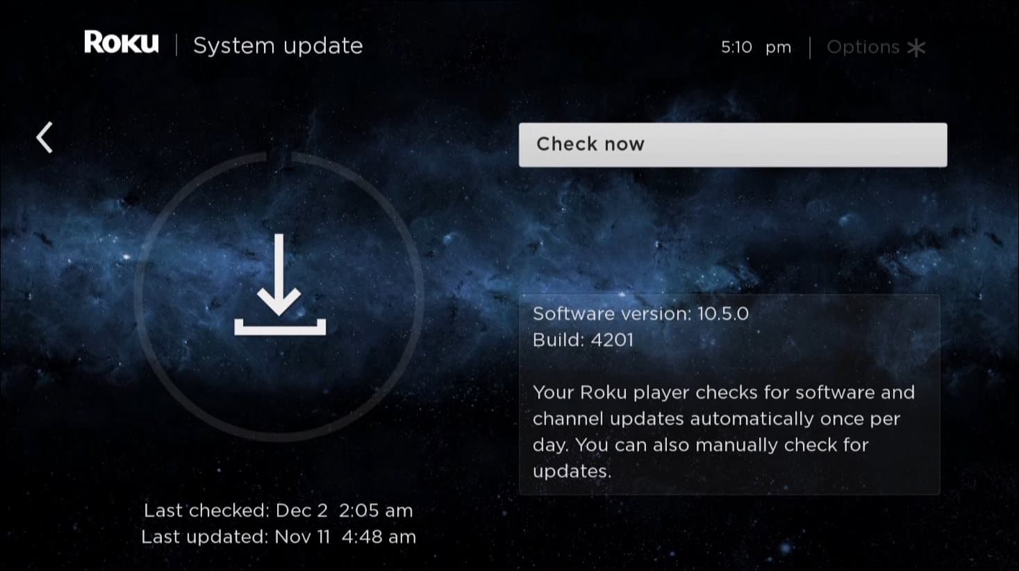 System Update Roku
