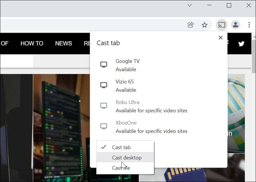 Diffuser Windows 11 sur Chromecast