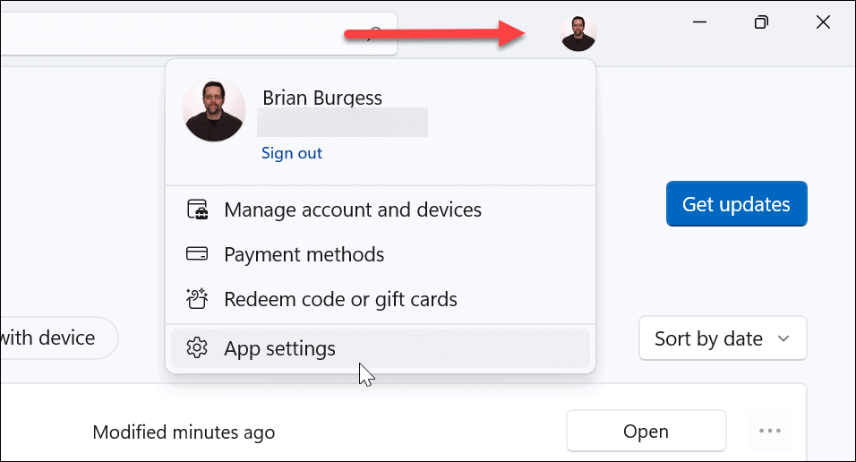 Microsoft Store Profile iCon app settings