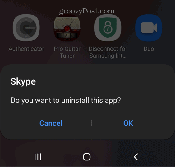 verify uninstall app