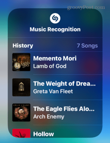 music recognition list