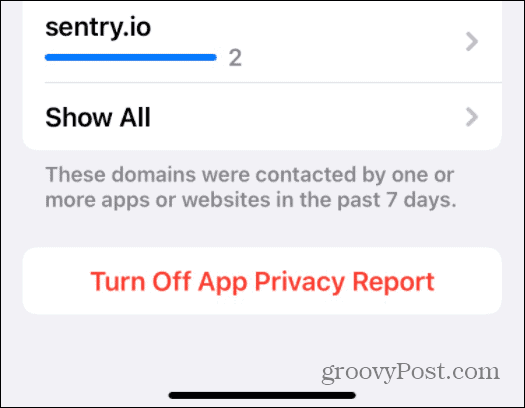 turn off app privacy report